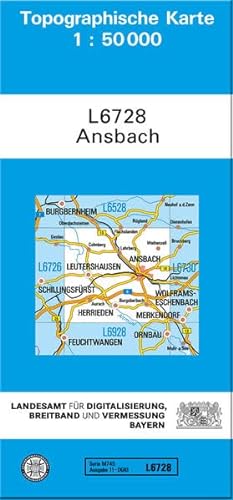 TK50 L6728 Ansbach: Topographische Karte 1:50000 (TK50 Topographische Karte 1:50000 Bayern)